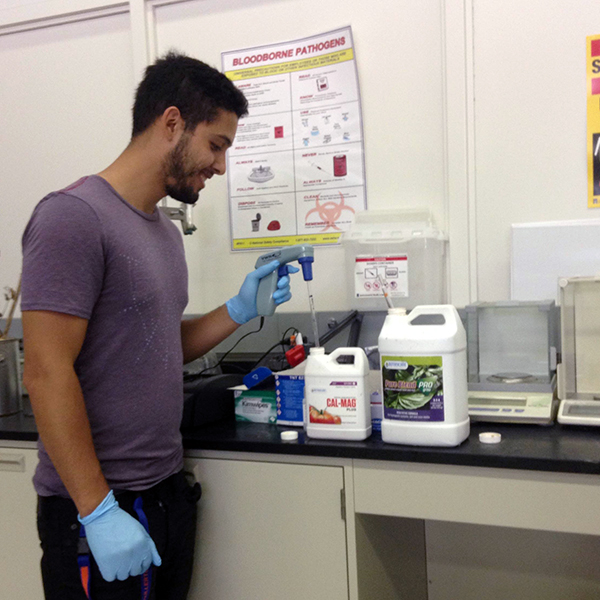 Jeff Lopez working with chemicals