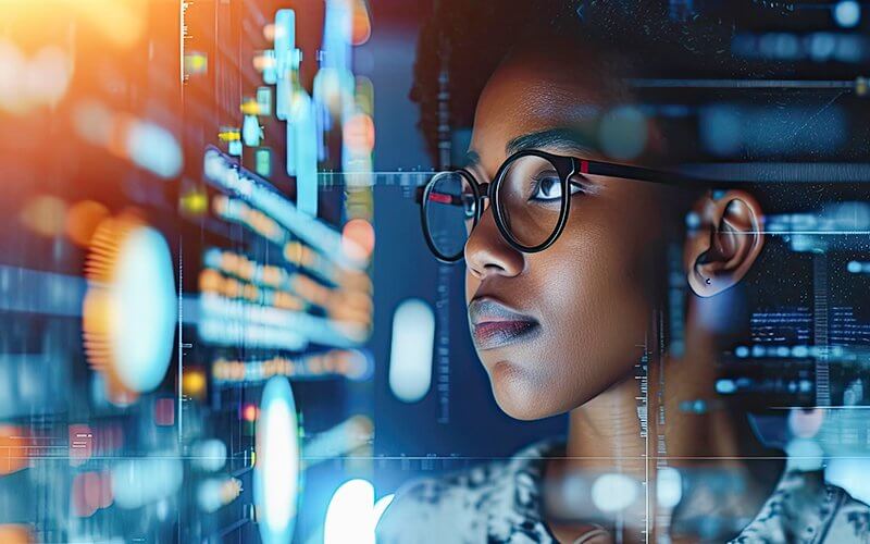 student looking at ai images