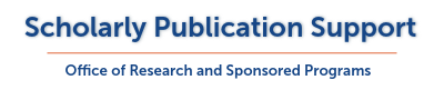 blue letters spelling Scholarly Publication Support