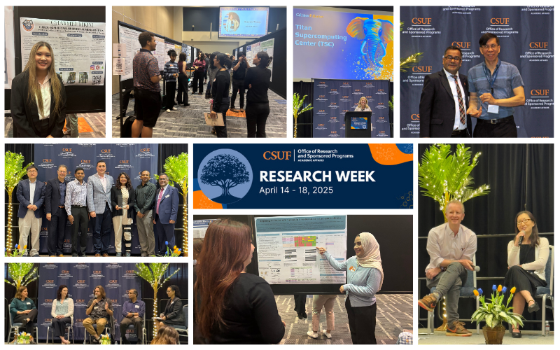 students and faculty at research week events