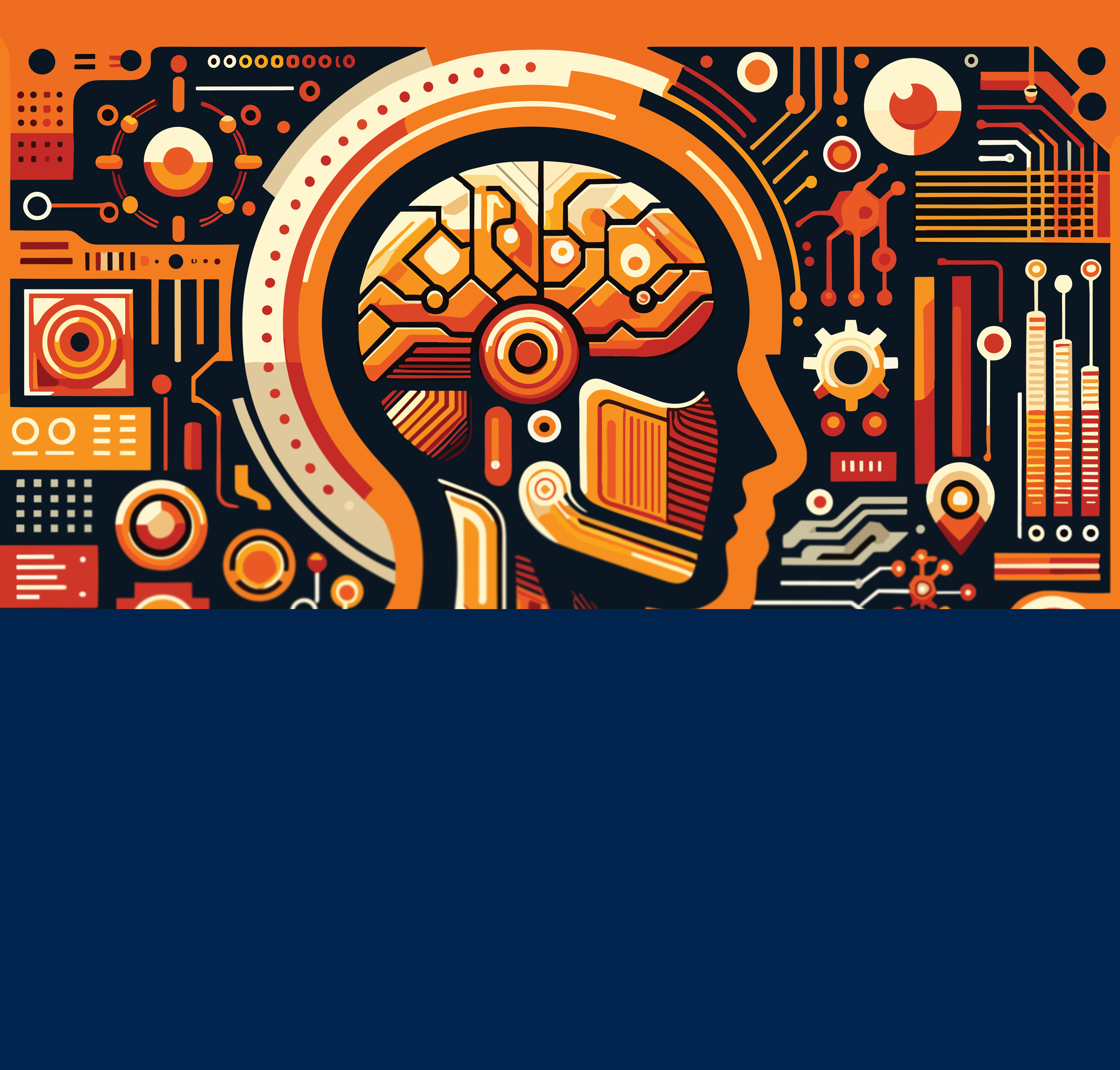 Person with cogs to denote AI