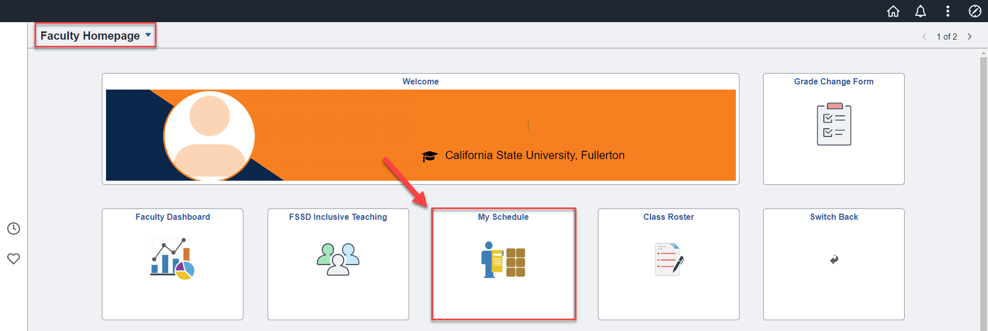 Click on My Schedule in CSUF portal