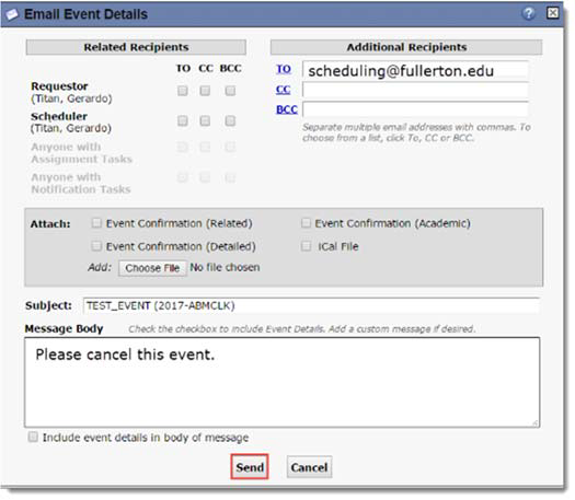 screen shot of email event details page. read instructions above.