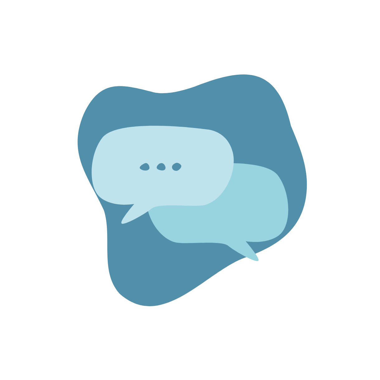 Chat bubbles on top of a blue paint splat