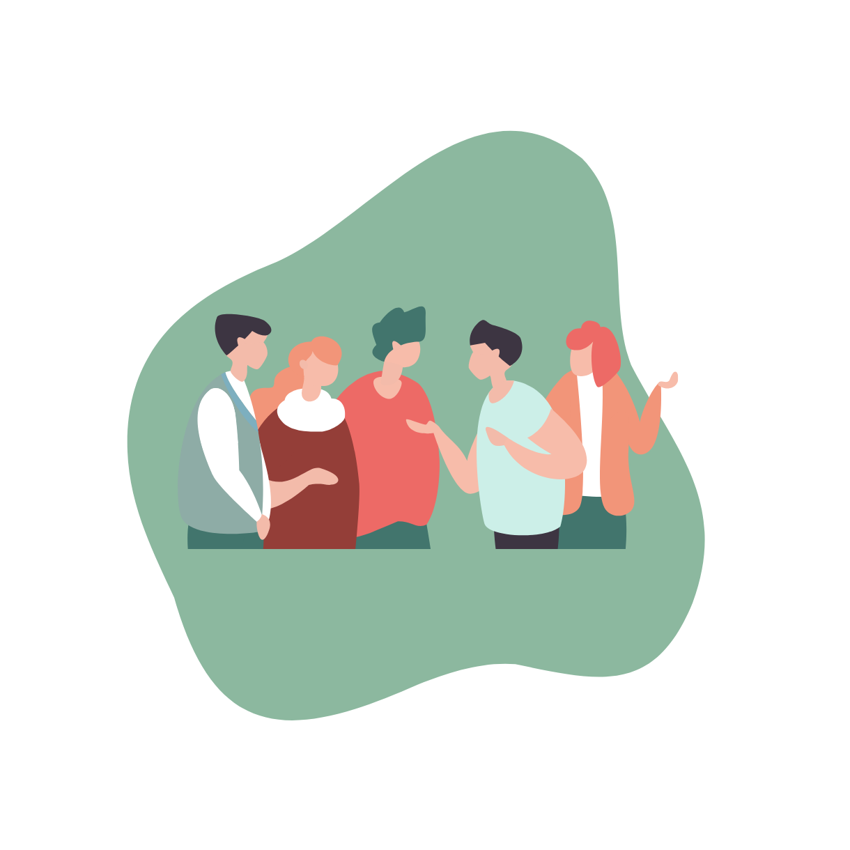 a group of painted on students talking to one another over a green splash of paint