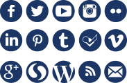 Blue social media icons